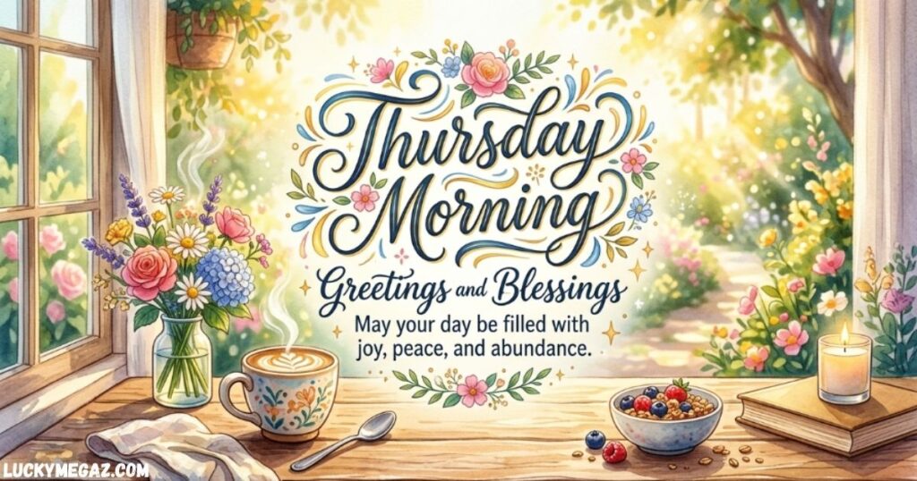 Thursday Morning Greetings and Blessings sunrise image with warm blessing message