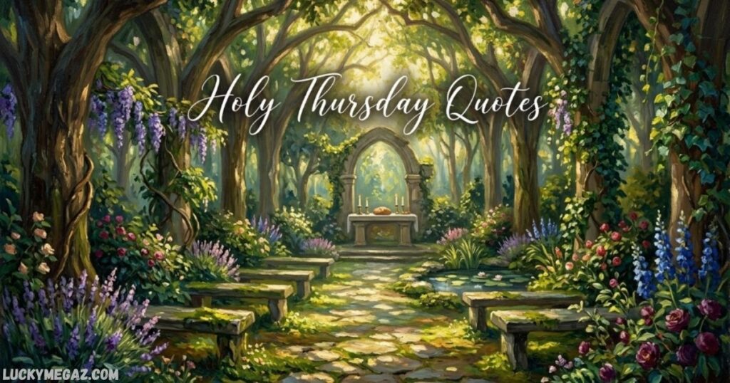 Beautiful Holy Thursday Quotes with blessings and peaceful spring flowers