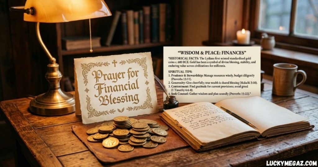 Prayer for Financial Blessing with Bible and coins