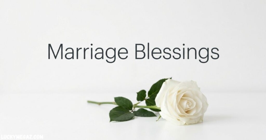 Marriage blessings image with a white rose representing love, unity, and a happy married life