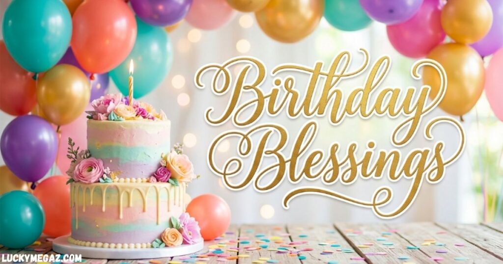 Birthday Blessings image with sweet happy birthday message and warm cake celebration
