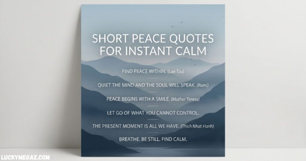 Short Peace Quotes for Instant Calm with peaceful mind quotes